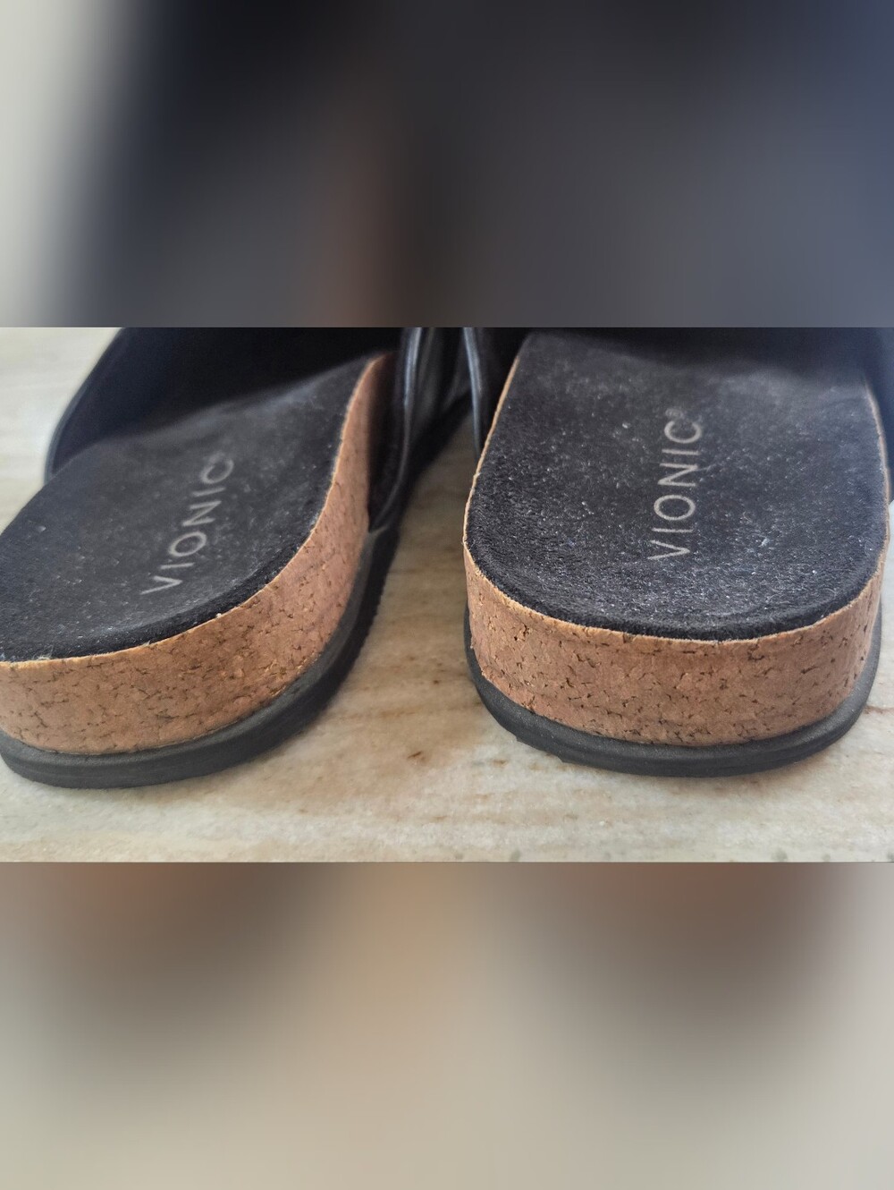Vionic Georgina Georgie Black Leather Mules Slides Slip On Shoes Size 8 - Picture 6 of 8